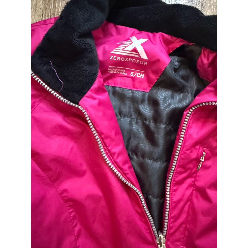 ZeroXposur Women Pink Full Zip Winter Ski Jacket Faux Fur Collar Size Small - Picture 4 of 6